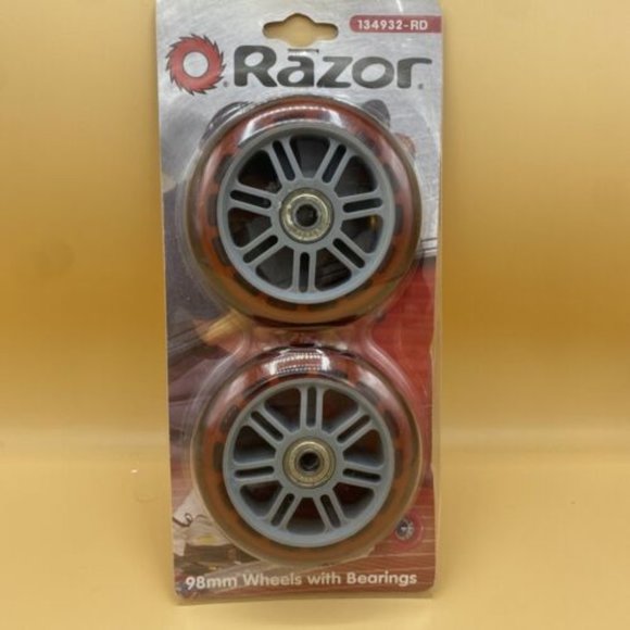 Razor 98mm Wheels with Bearings Set of 2 Red Item # 134932-RD scooter Brand New. - Picture 1 of 4